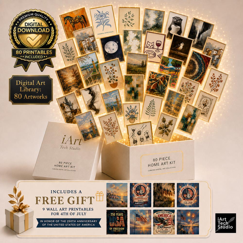 80 Printable Wall Art Bundle | Digital Download Home Decor Kit Collection