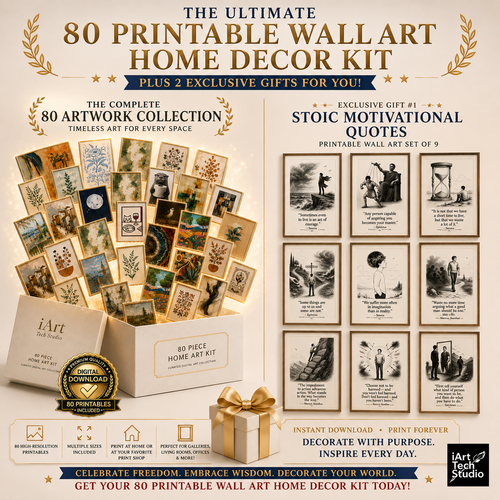 80 Printable Wall Art Bundle | Digital Download Home Decor Kit Collection