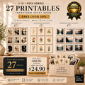 📢 3 Set of 9 Wall Art Bundle #1 🛍️ - 🔥50% OFF! Abstract Beige, Herbarium Botanical, Mediterranean Landscape Decor