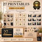 📢 3 Set of 9 Wall Art Bundle #1 🛍️ - 🔥50% OFF! Abstract Beige, Herbarium Botanical, Mediterranean Landscape Decor