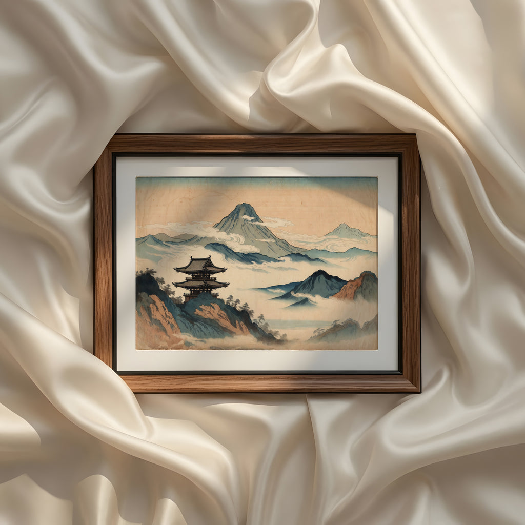 Vintage Antique Japanese Horizontal Cultural Illustration Printable Wall Art Set of 9 | Classic Japanese Inspired Horizontal Gallery Wall Prints Bundle for Elegant Living Room and Bedroom Instant Download