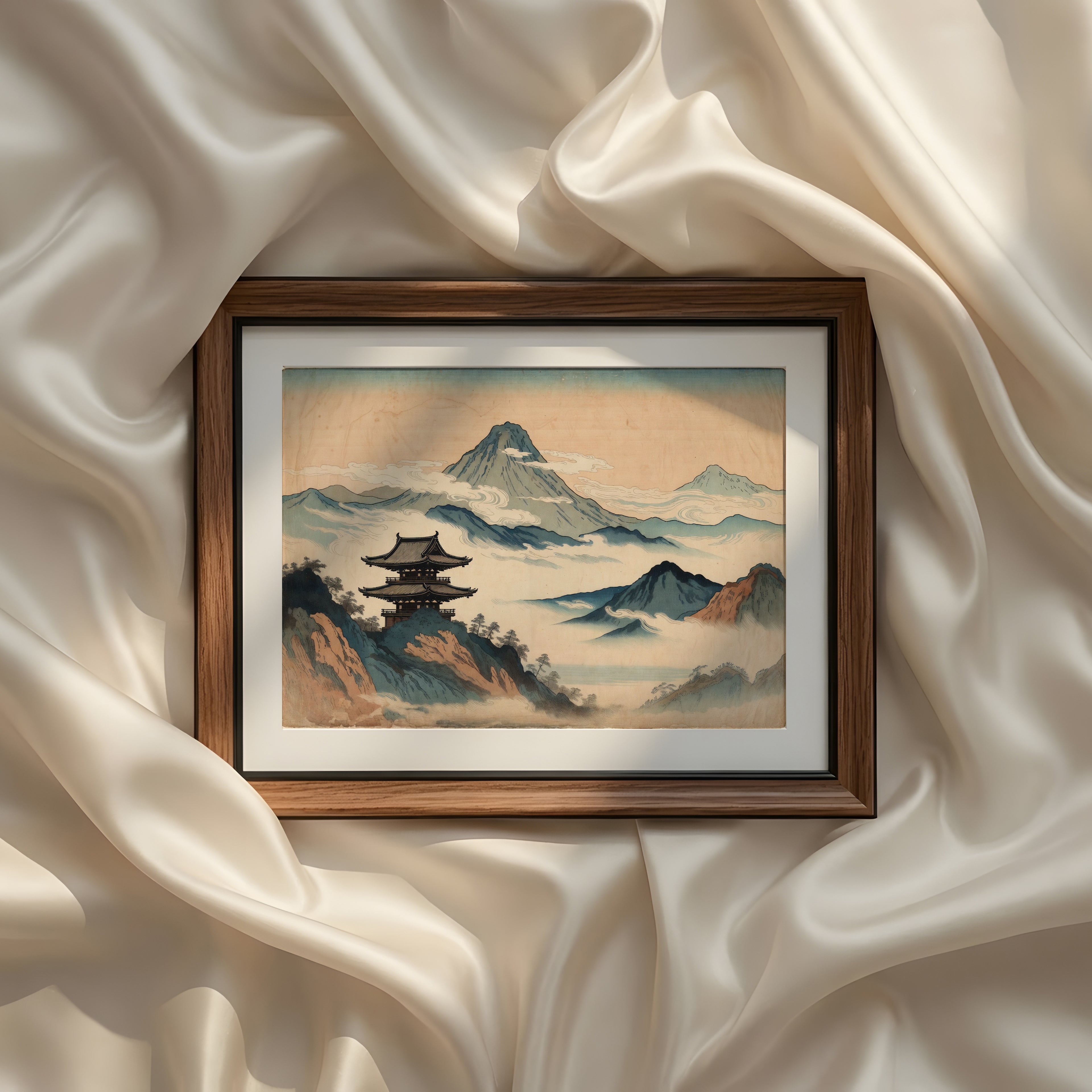 Vintage Antique Japanese Horizontal Cultural Illustration Printable Wall Art Set of 9 | Classic Japanese Inspired Horizontal Gallery Wall Prints Bundle for Elegant Living Room and Bedroom Instant Download