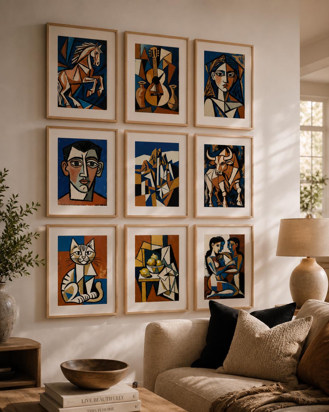 Terracotta Earthy Warm Abstract Neutral Picasso Inspired Printable Wall Art Set of 9 | Artistic Abstract Gallery Wall Prints Bundle for Modern Living Room and Bedroom Instant Download
