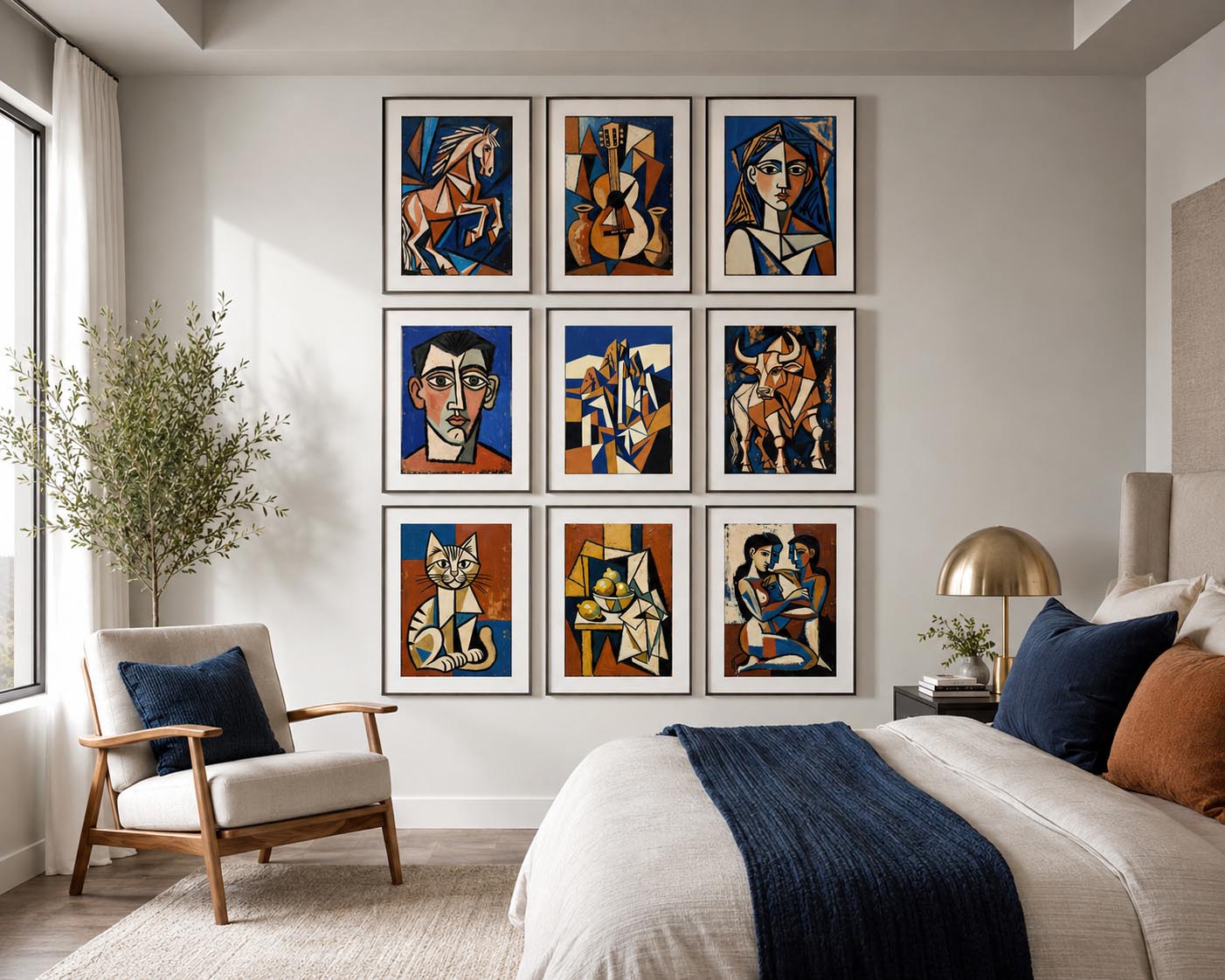 Terracotta Earthy Warm Abstract Neutral Picasso Inspired Printable Wall Art Set of 9 | Artistic Abstract Gallery Wall Prints Bundle for Modern Living Room and Bedroom Instant Download