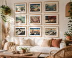 Vintage Antique Japanese Horizontal Cultural Illustration Printable Wall Art Set of 9 | Classic Japanese Inspired Horizontal Gallery Wall Prints Bundle for Elegant Living Room and Bedroom Instant Download