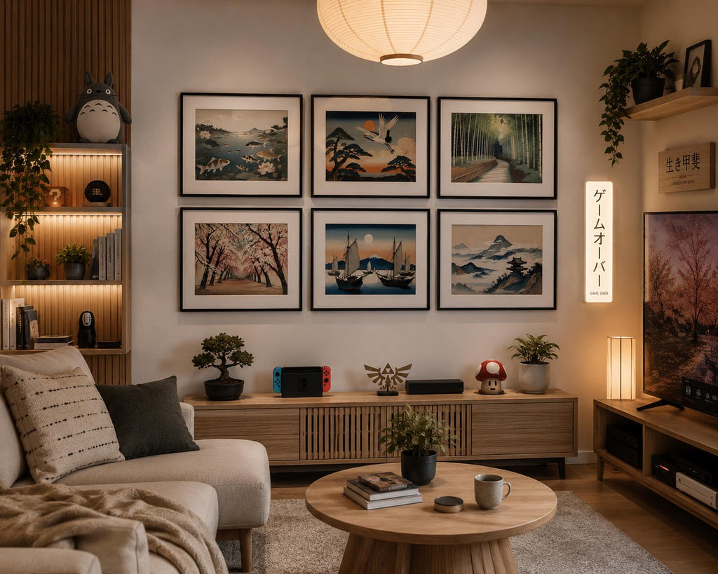 Vintage Antique Japanese Horizontal Cultural Illustration Printable Wall Art Set of 9 | Classic Japanese Inspired Horizontal Gallery Wall Prints Bundle for Elegant Living Room and Bedroom Instant Download
