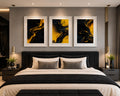 Bright Sunny Yellow and Black Modern Abstract Triptych Printable Wall Art Set of 3 | Vibrant 3 Piece Black and Yellow Gallery Wall Triptych Prints Bundle for Bold Living Room Accent Walls Instant Download