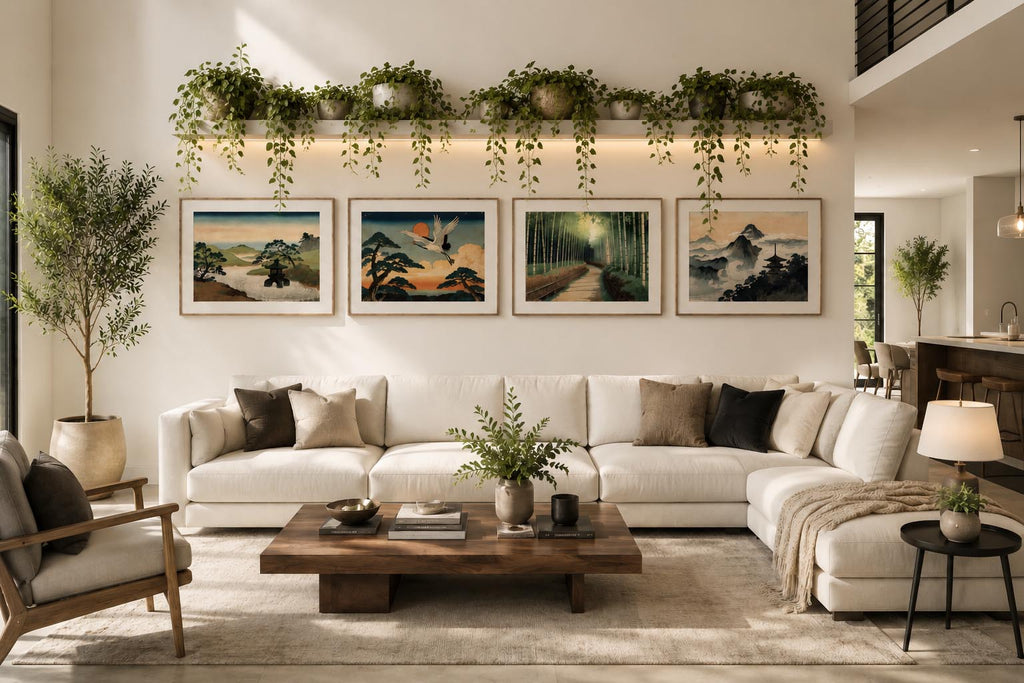 Vintage Antique Japanese Horizontal Cultural Illustration Printable Wall Art Set of 9 | Classic Japanese Inspired Horizontal Gallery Wall Prints Bundle for Elegant Living Room and Bedroom Instant Download