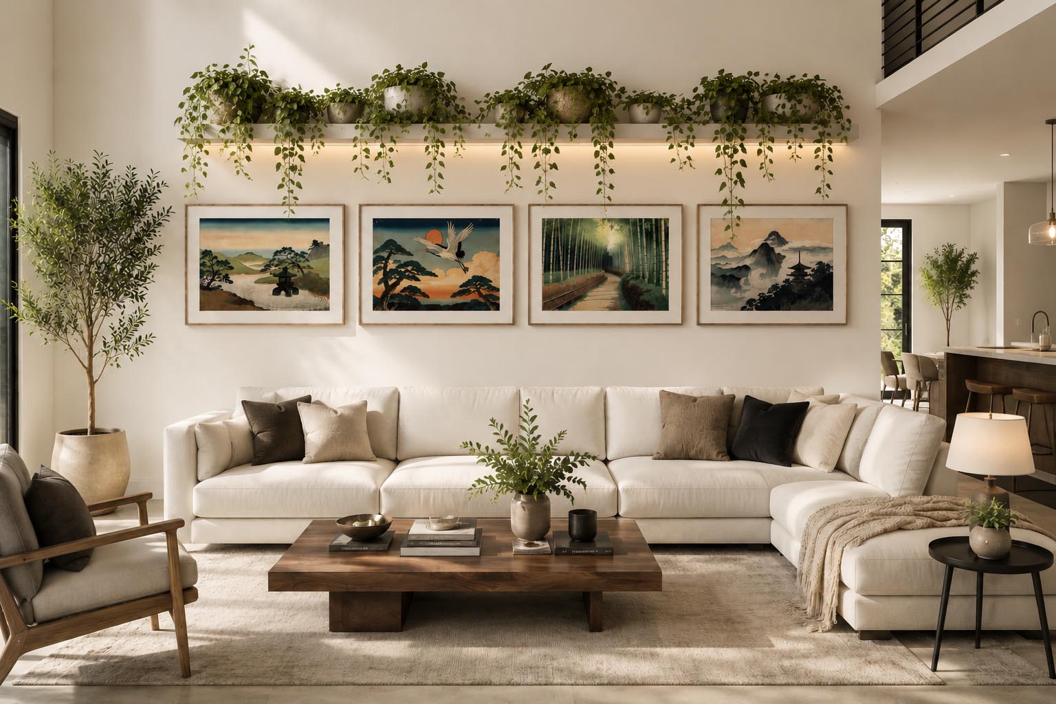 Vintage Antique Japanese Horizontal Cultural Illustration Printable Wall Art Set of 9 | Classic Japanese Inspired Horizontal Gallery Wall Prints Bundle for Elegant Living Room and Bedroom Instant Download