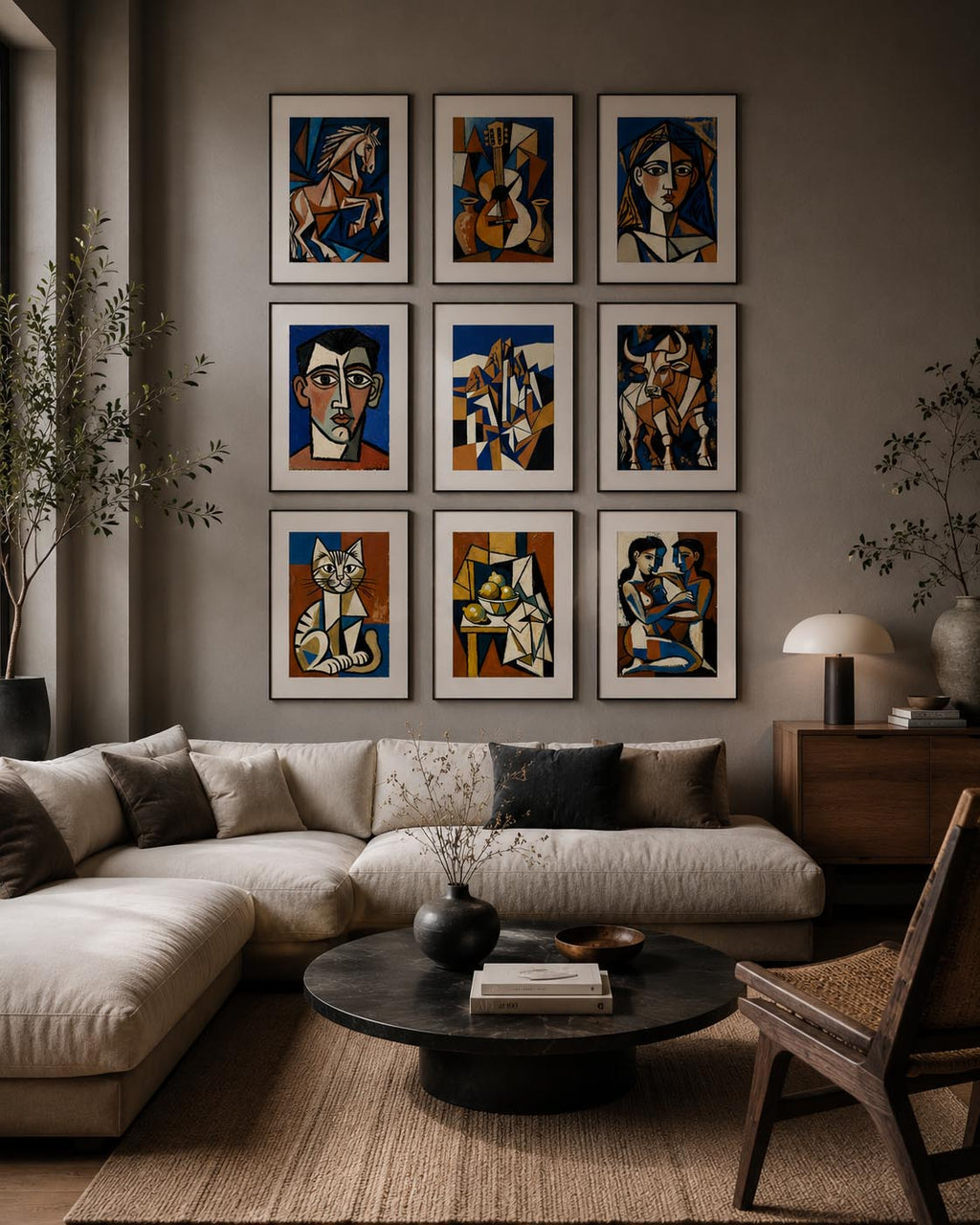 Terracotta Earthy Warm Abstract Neutral Picasso Inspired Printable Wall Art Set of 9 | Artistic Abstract Gallery Wall Prints Bundle for Modern Living Room and Bedroom Instant Download