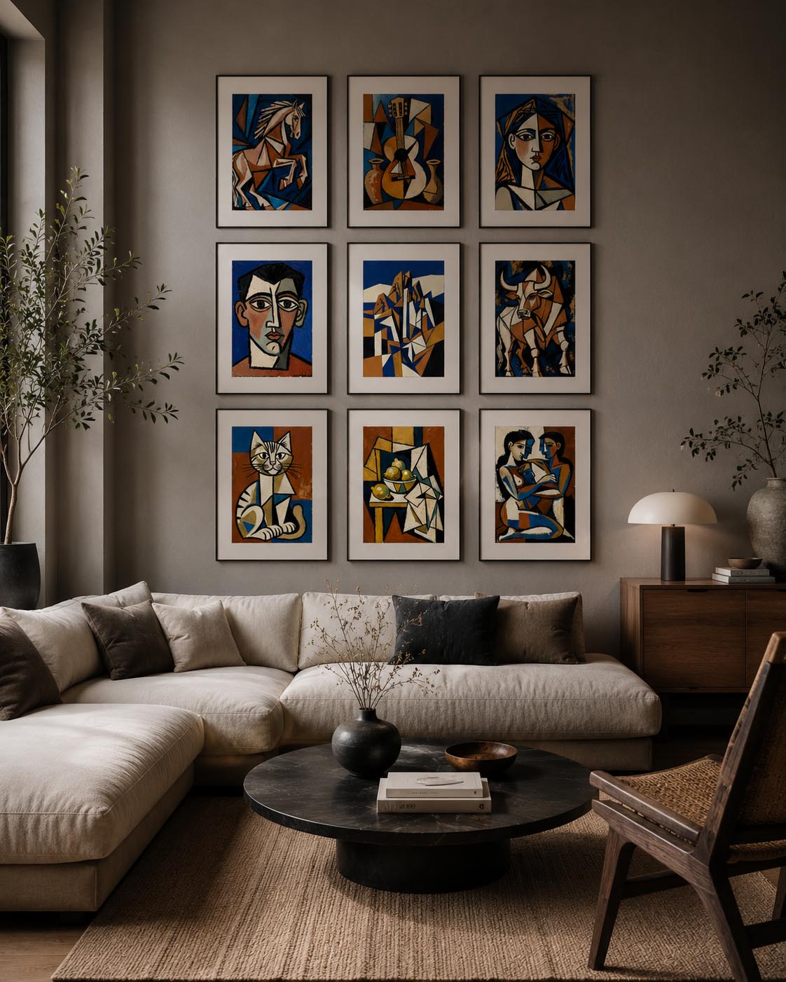 Terracotta Earthy Warm Abstract Neutral Picasso Inspired Printable Wall Art Set of 9 | Artistic Abstract Gallery Wall Prints Bundle for Modern Living Room and Bedroom Instant Download