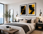 Bright Sunny Yellow and Black Modern Abstract Triptych Printable Wall Art Set of 3 | Vibrant 3 Piece Black and Yellow Gallery Wall Triptych Prints Bundle for Bold Living Room Accent Walls Instant Download