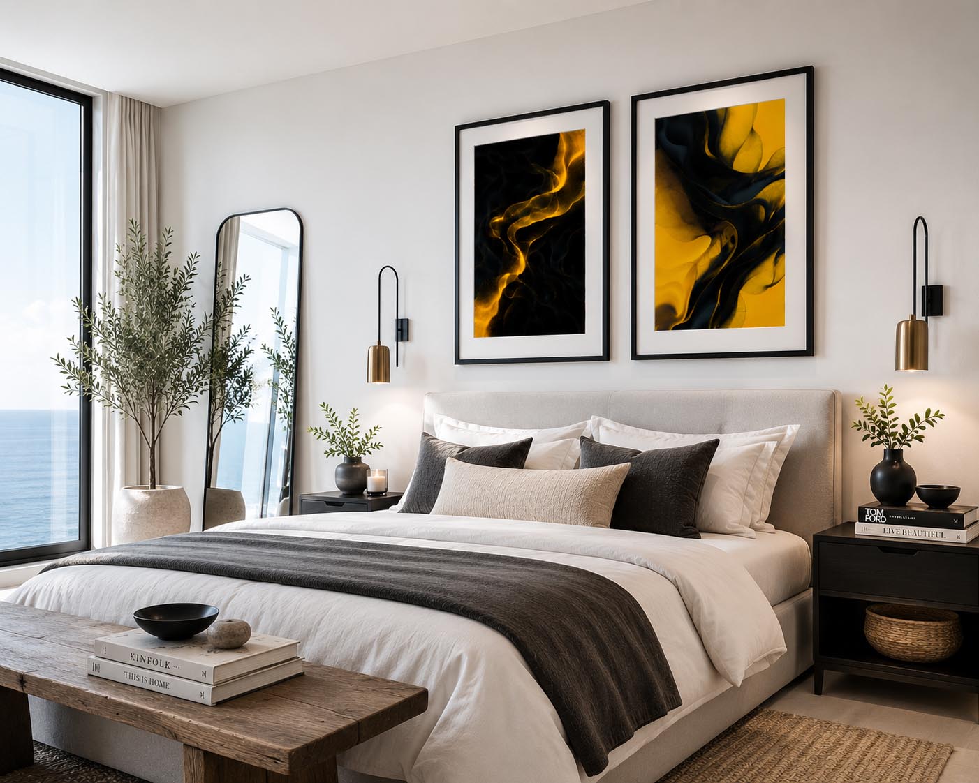 Bright Sunny Yellow and Black Modern Abstract Triptych Printable Wall Art Set of 3 | Vibrant 3 Piece Black and Yellow Gallery Wall Triptych Prints Bundle for Bold Living Room Accent Walls Instant Download