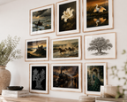 Vintage European Oil Painting Wall Art Printables | Set of 9 Eclectic Gallery Wall Decor | Antique French Cottage Home Decor Bundle