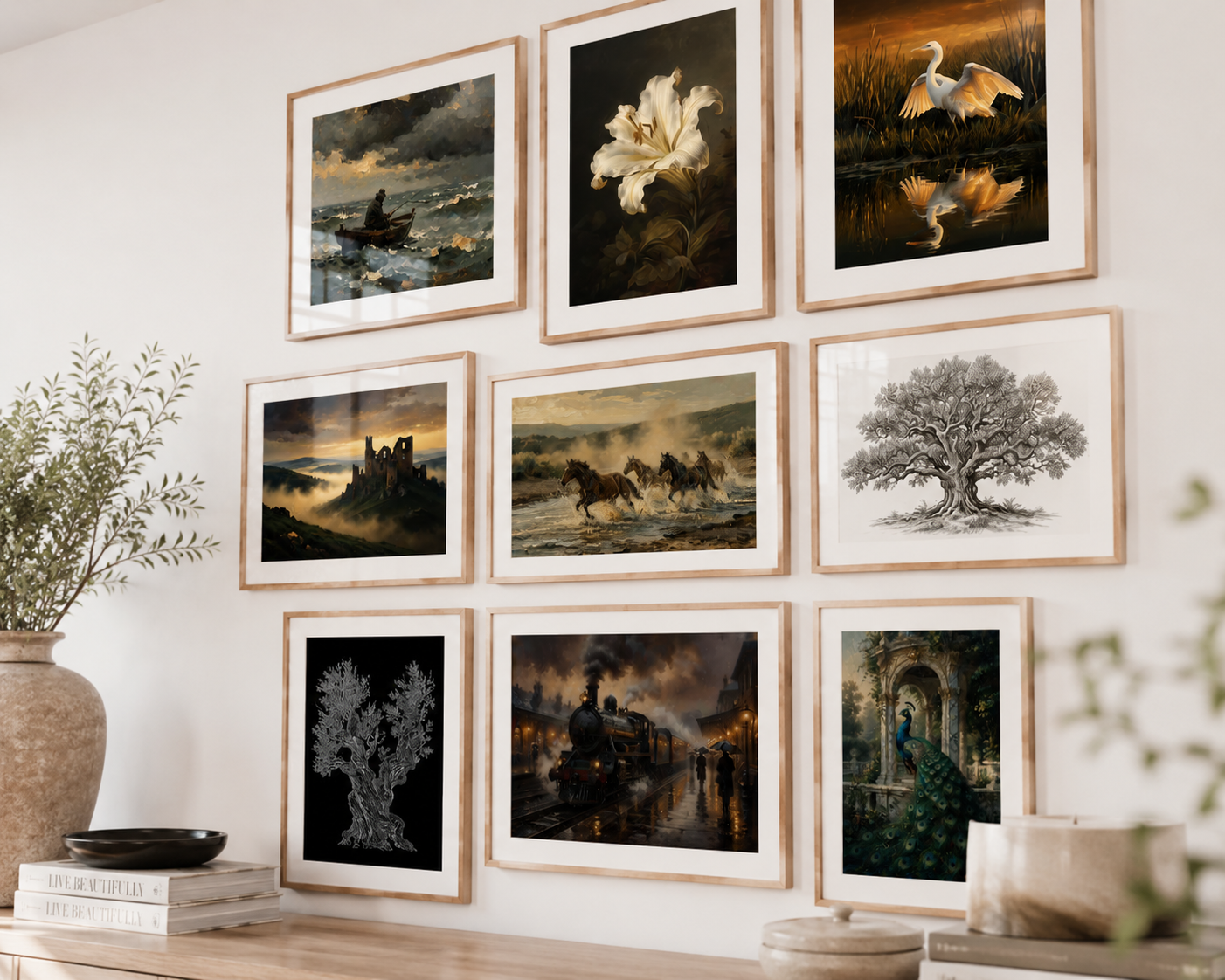 Vintage European Oil Painting Wall Art Printables | Set of 9 Eclectic Gallery Wall Decor | Antique French Cottage Home Decor Bundle