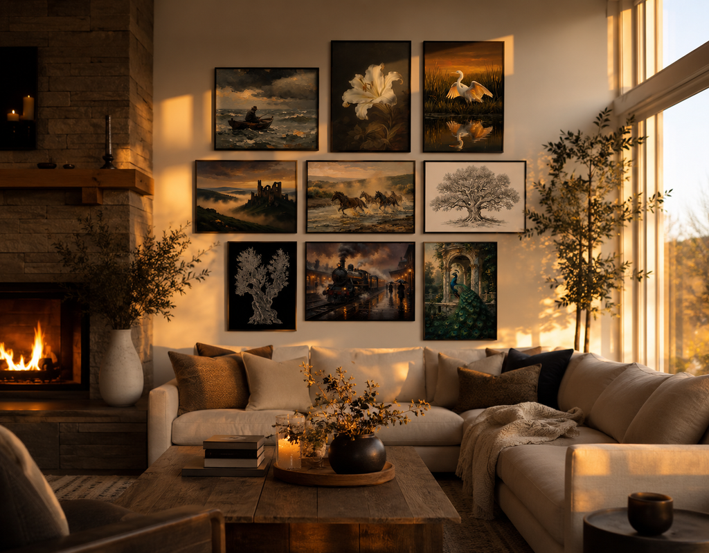Vintage European Oil Painting Wall Art Printables | Set of 9 Eclectic Gallery Wall Decor | Antique French Cottage Home Decor Bundle