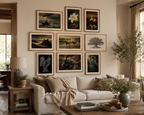 Vintage European Oil Painting Wall Art Printables | Set of 9 Eclectic Gallery Wall Decor | Antique French Cottage Home Decor Bundle