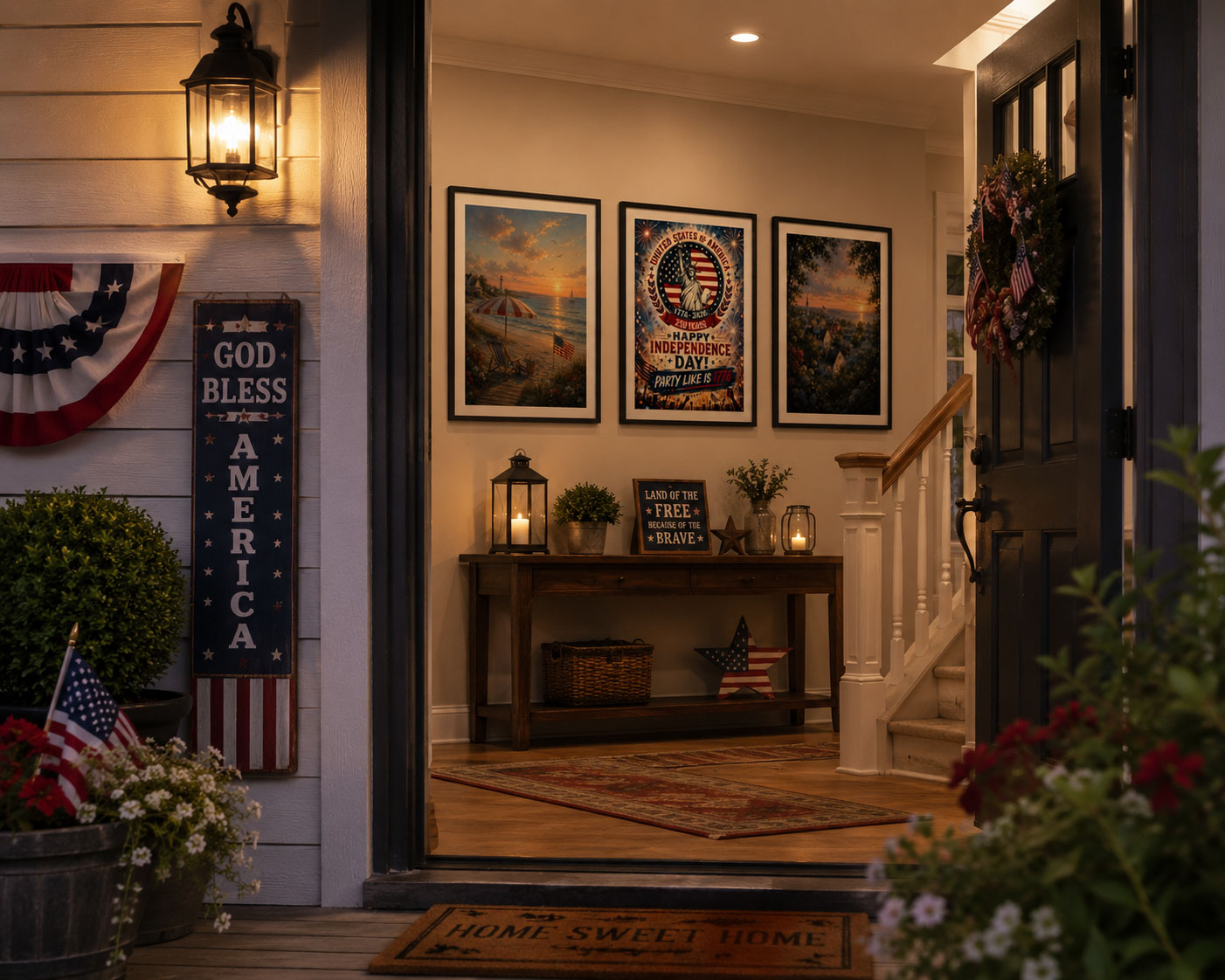 America 250th Anniversary Wall Art Kit Set of 9 | Memorial Day July 4th Patriotic Bundle | 1776-2026 Entryway Classroom Office