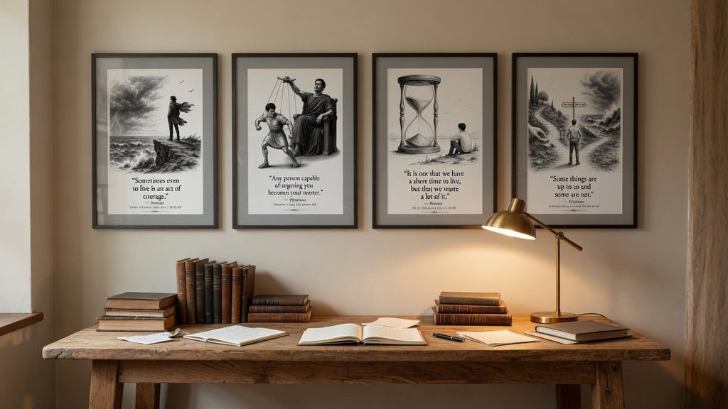 Stoic Motivational Quotes Printable Wall Art Kit Set of 9 | Philosophy Home Office Decor Bundle