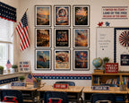 America 250th Anniversary Wall Art Kit Set of 9 | Memorial Day July 4th Patriotic Bundle | 1776-2026 Entryway Classroom Office