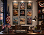 America 250th Anniversary Wall Art Kit Set of 9 | Memorial Day July 4th Patriotic Bundle | 1776-2026 Entryway Classroom Office