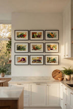 Kitchen Printable Watercolor Food Wall Art Kit Set of 9 | Kitchen Wall Decor Bundle
