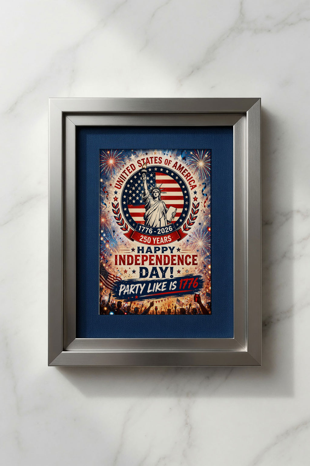 America 250th Anniversary Wall Art Kit Set of 9 | Memorial Day July 4th Patriotic Bundle | 1776-2026 Entryway Classroom Office