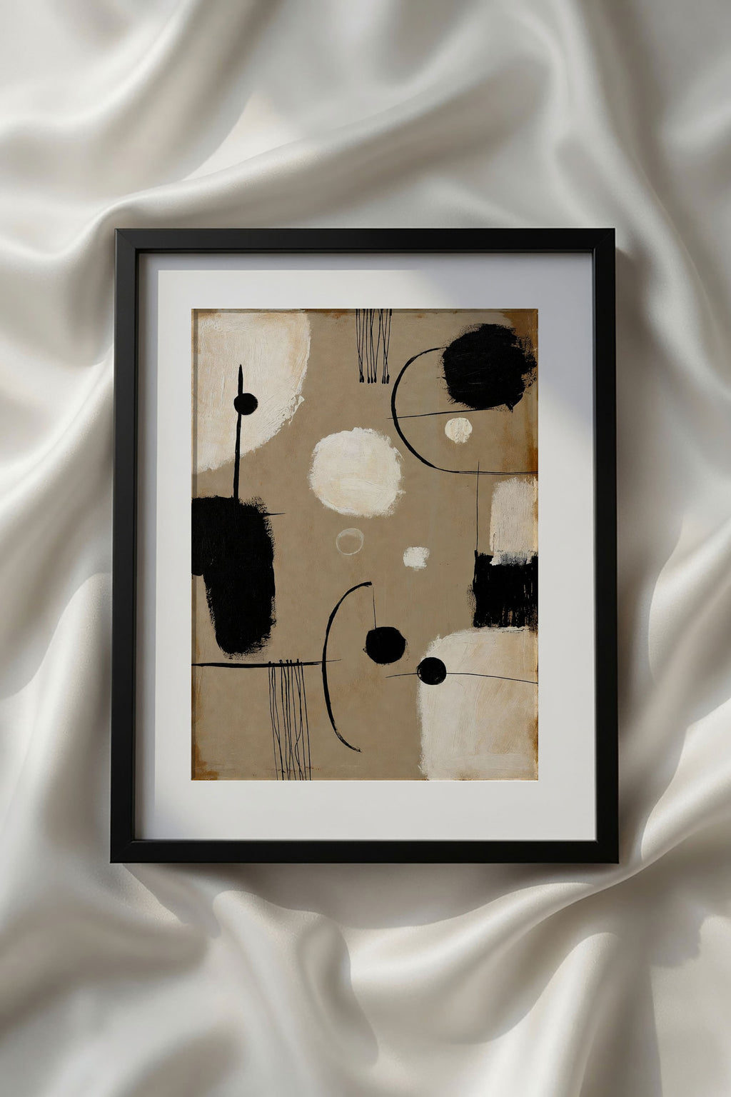 Abstract Beige Black White Neutral Printable Wall Art Kit Set of 9 | Neutral Tones Abstract Gallery Wall Bundle