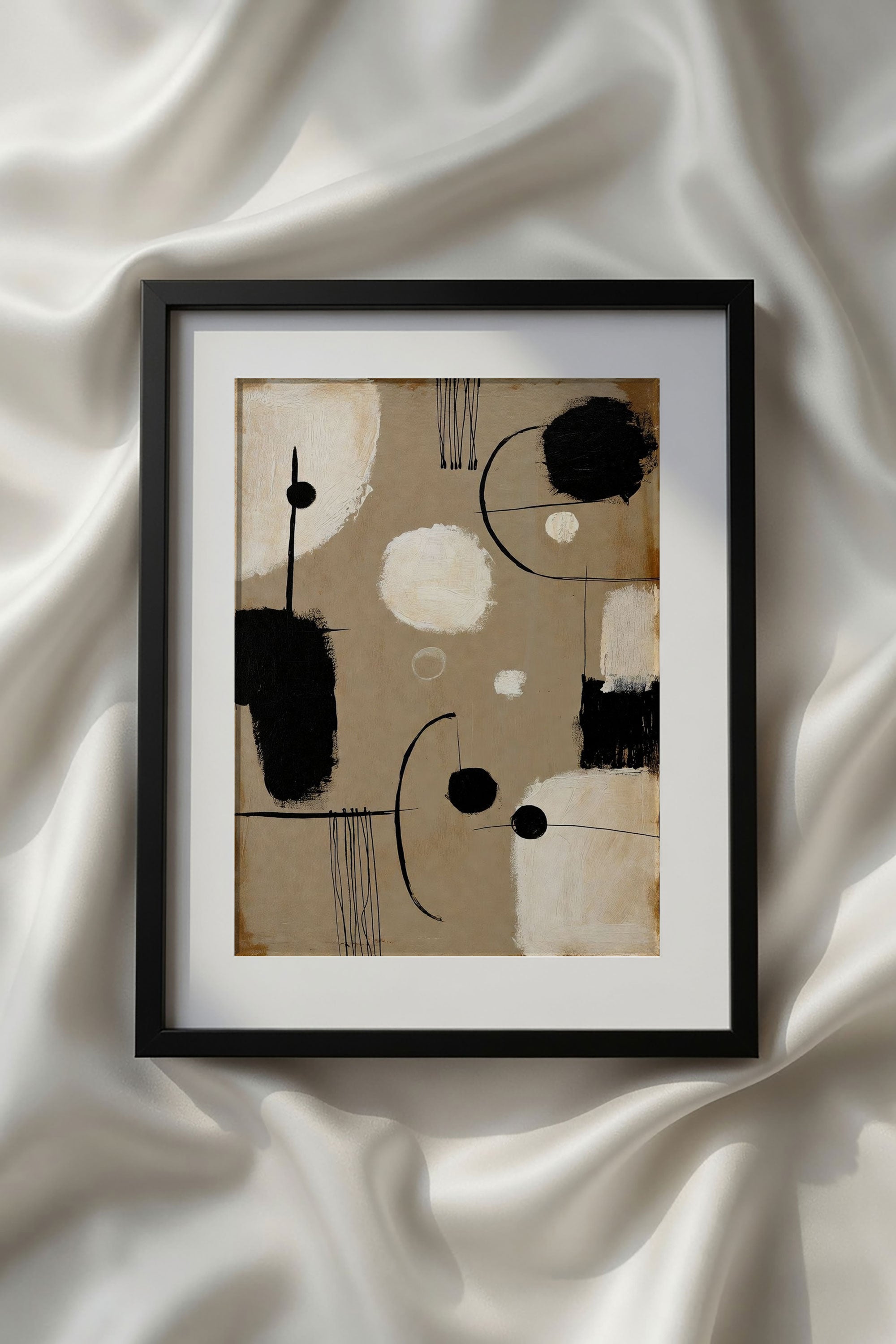 Abstract Beige Black White Neutral Printable Wall Art Kit Set of 9 | Neutral Tones Abstract Gallery Wall Bundle