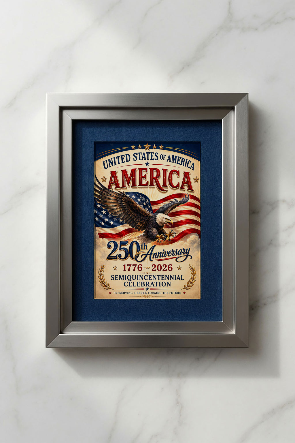America 250th Anniversary Wall Art Kit Set of 9 | Memorial Day July 4th Patriotic Bundle | 1776-2026 Entryway Classroom Office