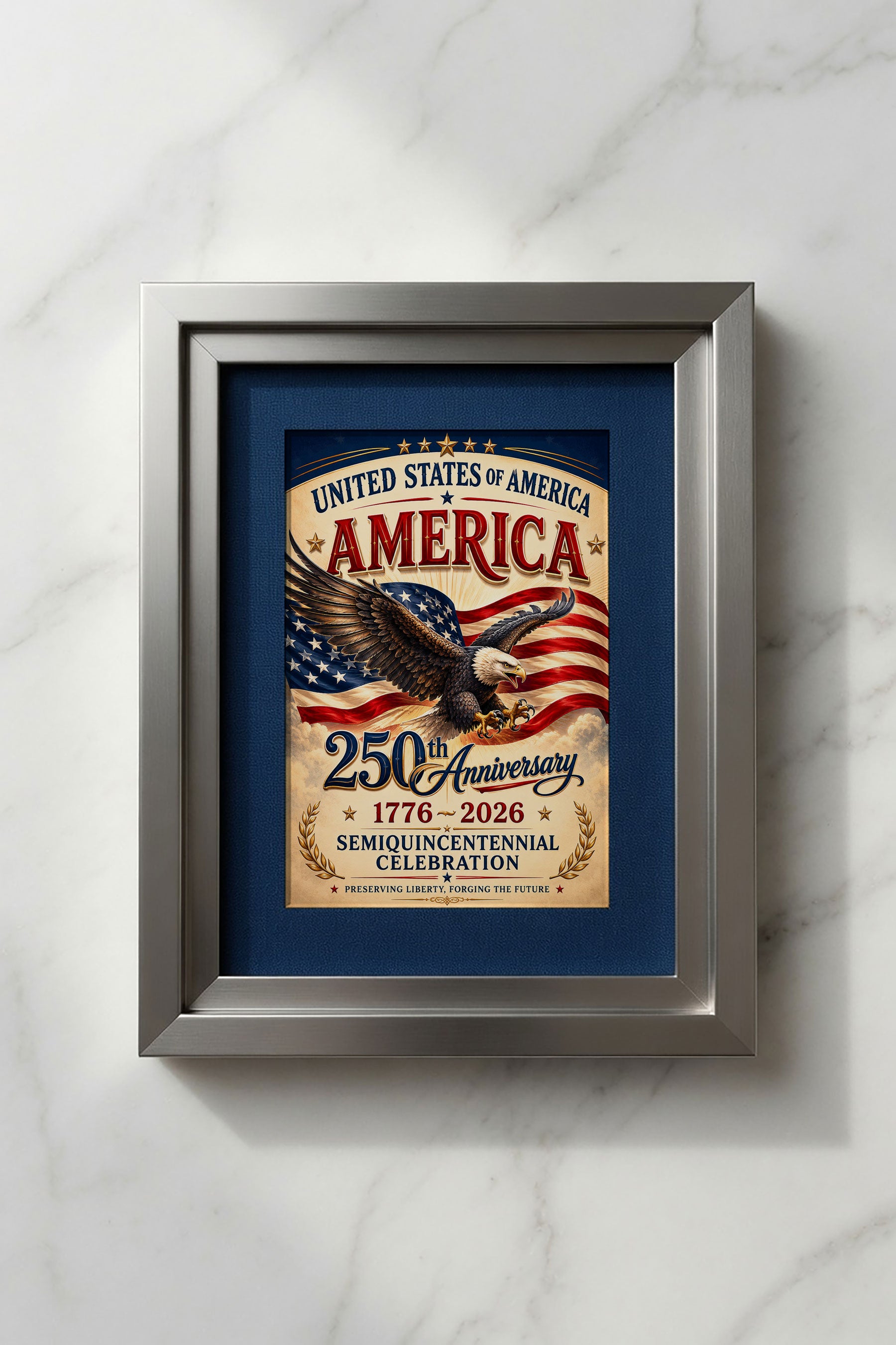 America 250th Anniversary Wall Art Kit Set of 9 | Memorial Day July 4th Patriotic Bundle | 1776-2026 Entryway Classroom Office